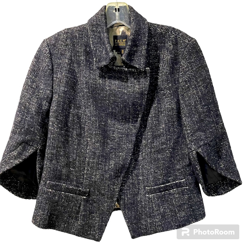 PAUW Amsterdam Blazer Women’s Three Quarter Sleeve Three Snap Front Wool Blend